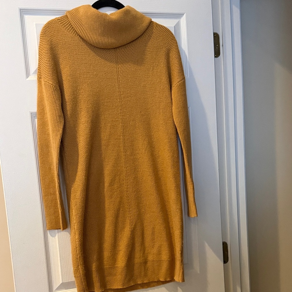Lulu's Warm Amber Cowl Neck Sweater Dress